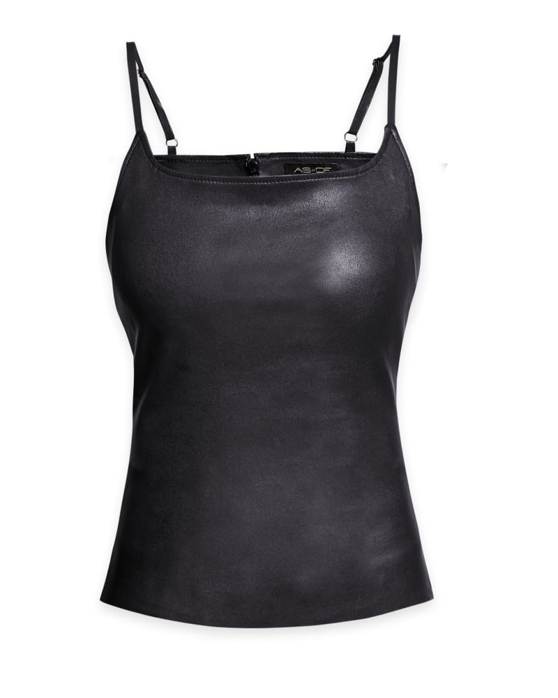 Front of a size 3XL Memphis Stretch Leather Tank in Black by AS by DF. | dia_product_style_image_id:295906